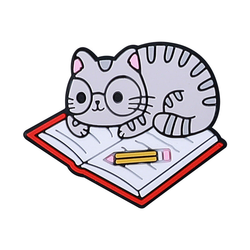 Silicone Focal Beads Cat Eating Pizza and Sleeping on Books 20pcs 7