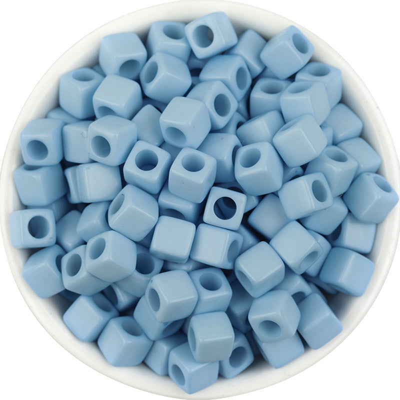 Solid Color Rounded Square Acrylic Beads 7mm Large Hole 100pcs 13