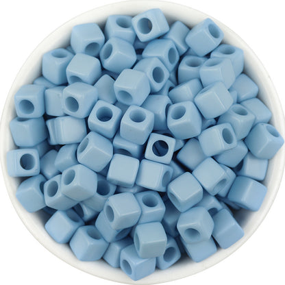Solid Color Rounded Square Acrylic Beads 7mm Large Hole 100pcs 13