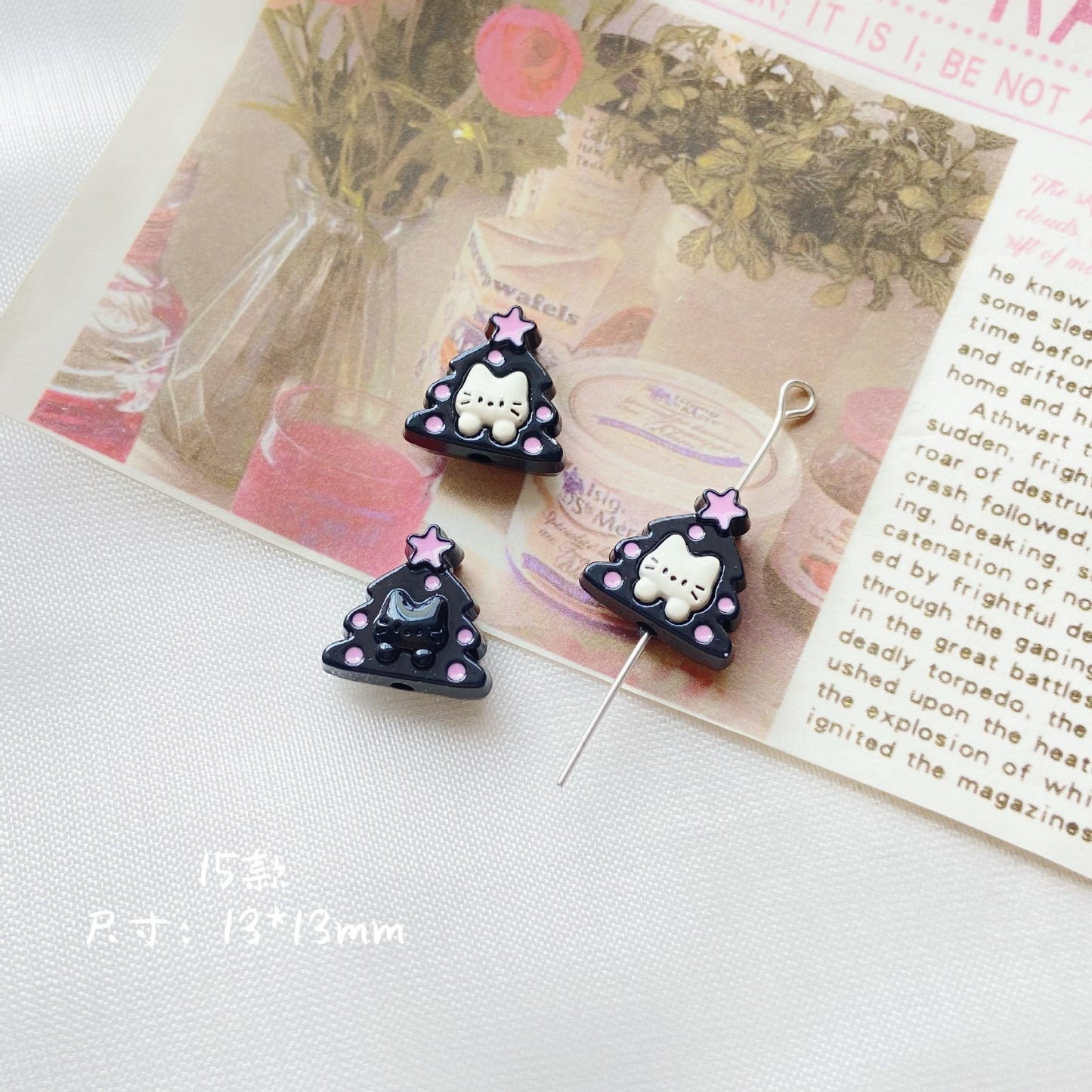 Silicone Focal Beads Sassy Barbie Style Baking Painted Alloy Black Pink 16