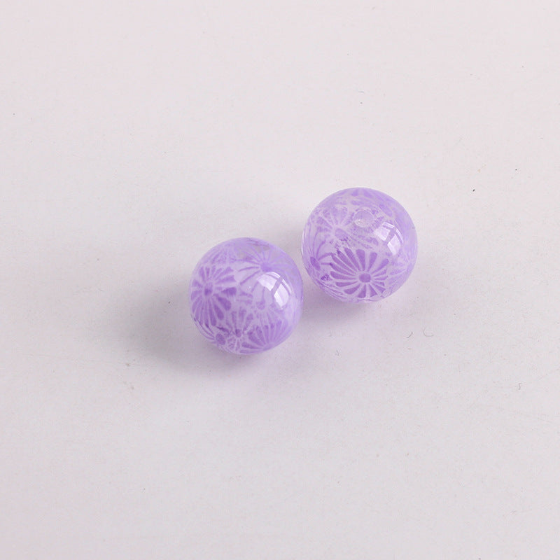 Transparent Fireworks Pattern Acrylic Beads 15mm Colorful 50pcs 7