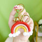 Cotton Crochet Rainbow Keychain Pastel Colors with Pom Poms 6