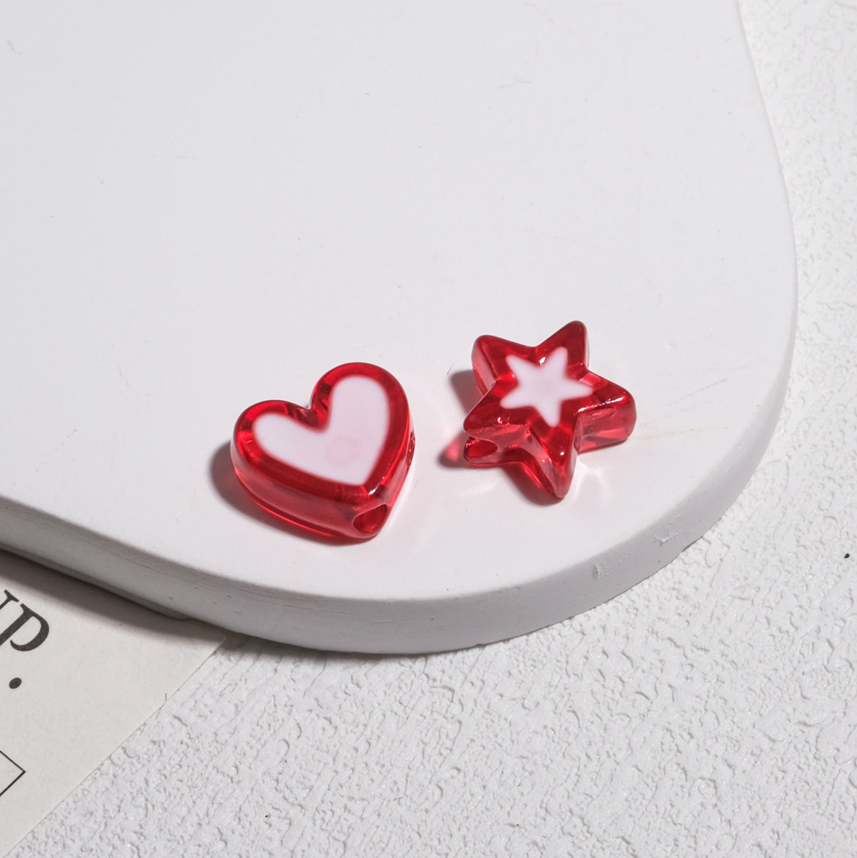 Double Sided Star & Heart Acrylic Beads 11mm Enamel Glossy 50pcs 8