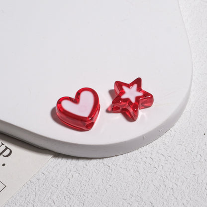 Double Sided Star & Heart Acrylic Beads 11mm Enamel Glossy 50pcs 8
