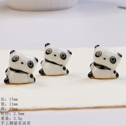 Hand Painted Animal Ceramic Beads Colorful Assorted Shapes 5pcs 4