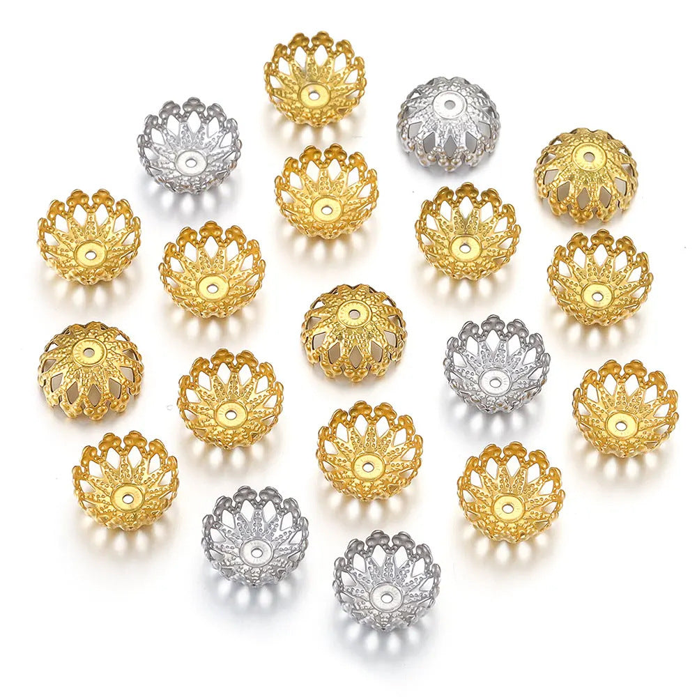 Stainless Steel Flower Bead Caps 12mm Bowl Shaped 100pcs 3