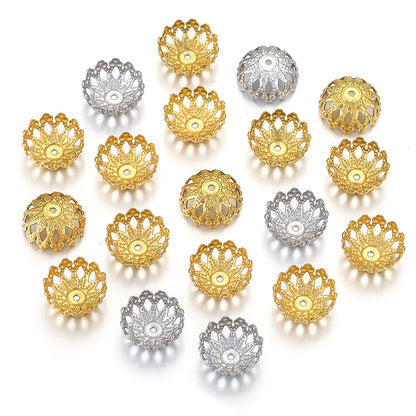 Stainless Steel Flower Bead Caps 12mm Bowl Shaped 100pcs 3