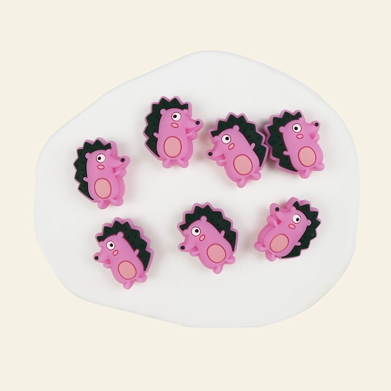 Silicone Focal Beads Hedgehog Colorful Side Profile 20pcs 12