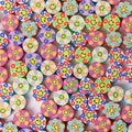 Flat Clay Beads 9mm Colorful Floral Smiling Face 100pcs