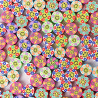 Flat Clay Beads 9mm Colorful Floral Smiling Face 100pcs