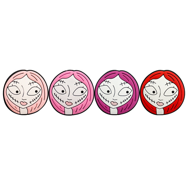 Silicone Focal Beads Halloween Zombie Girl Pink Red Hair 20pcs 3