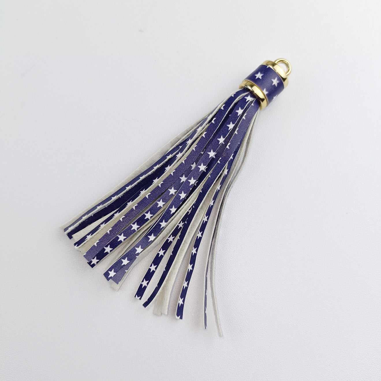 Multi Patterned PU Leather Tassel Keychain Charms 10cm 6pcs 10