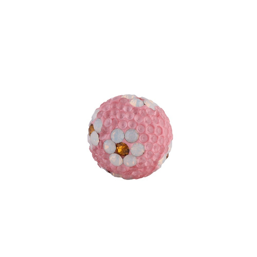 Rhinestone Round Clay Beads 16mm Tiny Daisy Pattern Multicolor 6pcs 5