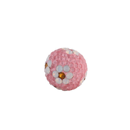 Rhinestone Round Clay Beads 16mm Tiny Daisy Pattern Multicolor 6pcs 5