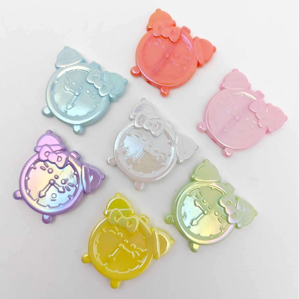 Plated Flat Hello Kitty Alarm Clock Acrylic Beads 33mm 50pcs 4