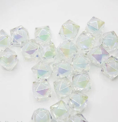 Faceted Acrylic Beads 16mm Diamond Shape Rainbow Assorted 200pcs