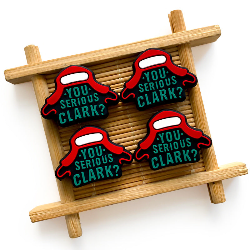 Silicone Focal Beads Christmas Work Hats YOU SERIOUS CLARK Text 20pcs 4