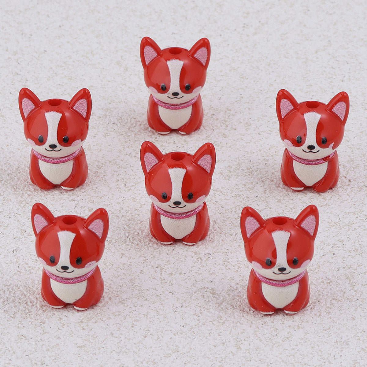 Painted 3D Corgi Acrylic Beads 16x23mm Colorful Mixed 10pcs 5