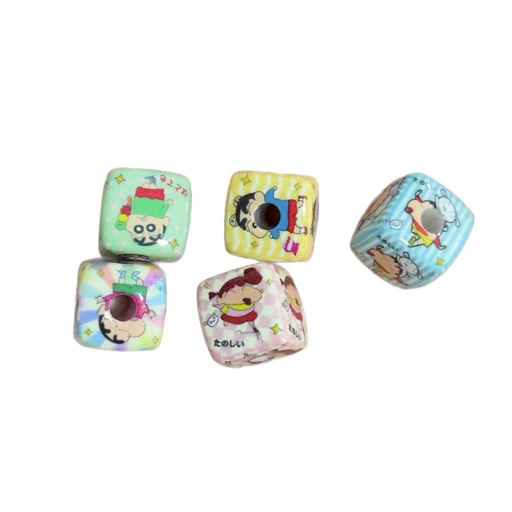 Anime Crayon Shin Chan Printed Acrylic Square Beads 14mm 10pcs 2