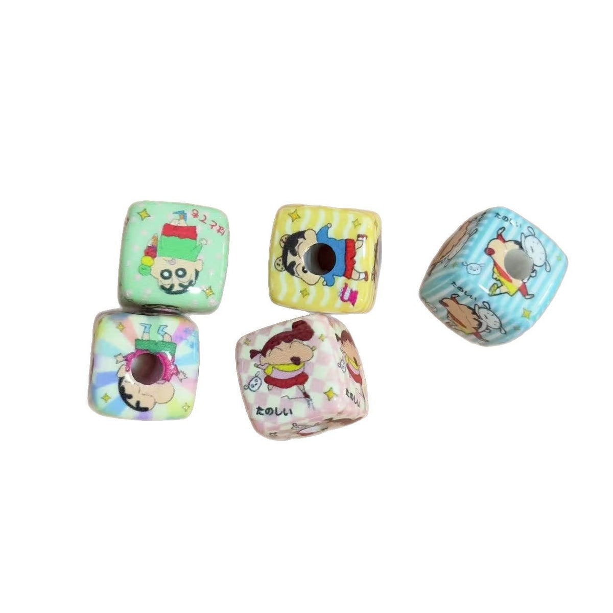 Anime Crayon Shin Chan Printed Acrylic Square Beads 14mm 10pcs 2