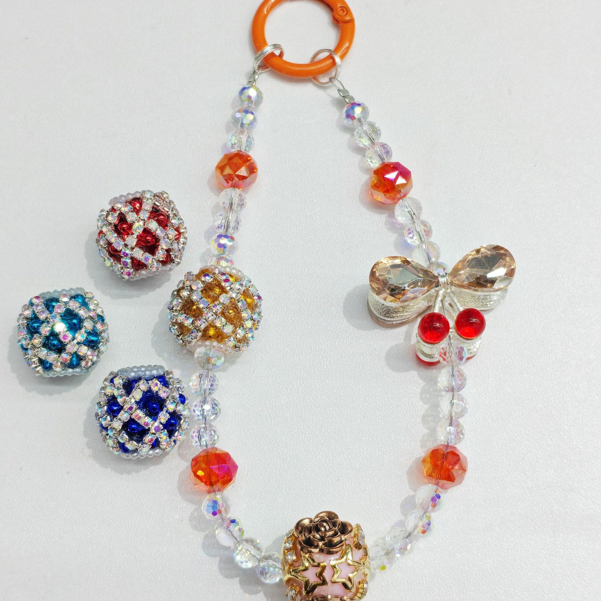 Rhinestone Bubblegum Beads 18mm Chain Enlaced Mixed Colors 4pcs 2