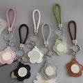 Colorful PU Leather Flower Mirror Wristlet Keychain 3pcs