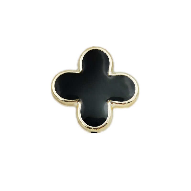Clover Enamel CCB Plastic Acrylic Beads 30mm Glossy Gold Outline 50pcs 10