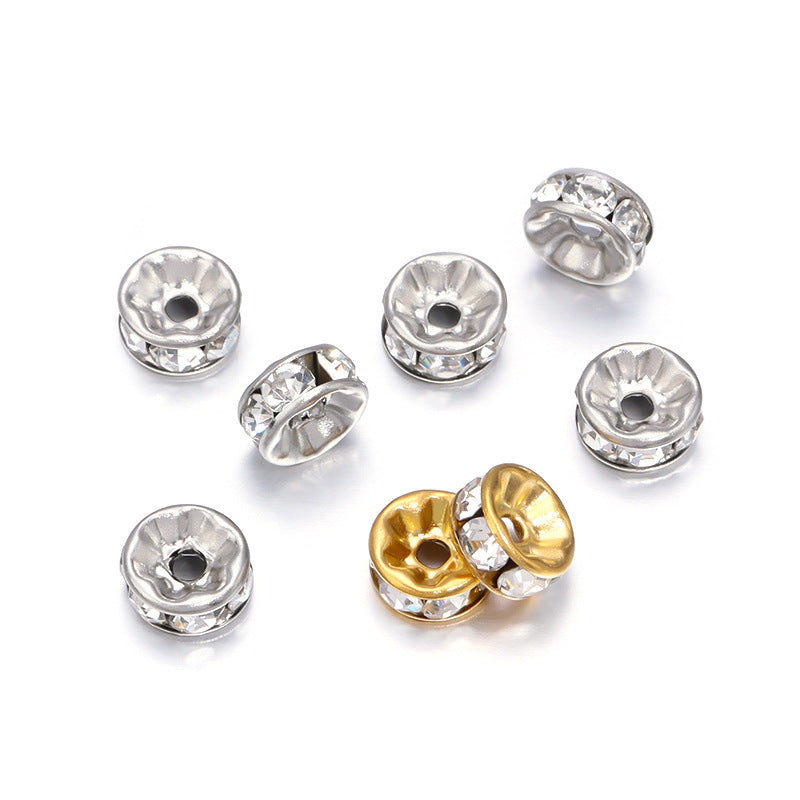 Stainless Steel Rhinestone Spacer Beads 8mm Color Retaining 50pcs 5