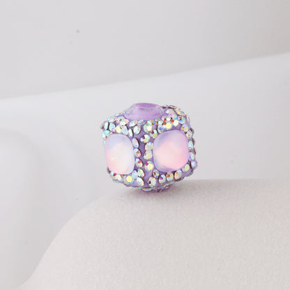 Opal Wrapped Polymer Clay Square Rhinestone Beads 20mm 6pcs 7