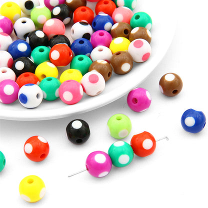 Heart Round Acrylic Beads 12mm Colored Striped Printed 10pcs 8