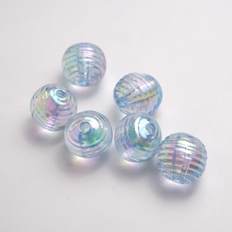 Transparent Plating Round Acrylic Beads 16mm Screw Thread 50pcs 4