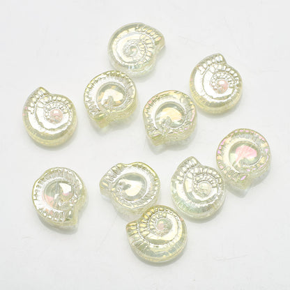 Electroplated Snail Glass Beads 12mm Transparent Iridescent 30pcs 20