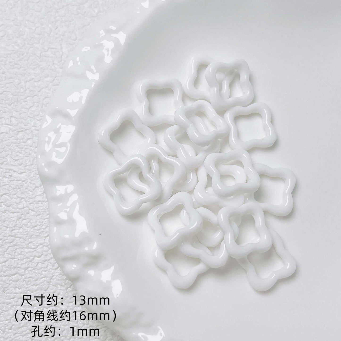 Hollow Clover Frame Acrylic Beads 13mm Colorful Mixed 100pcs 10