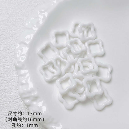 Hollow Clover Frame Acrylic Beads 13mm Colorful Mixed 100pcs 10