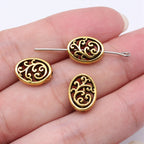 Oval Hollow Vine Pattern Metal Beads 12mm Antique Silver and Gold 40pcs 4