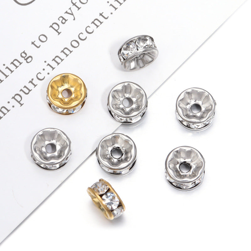 Stainless Steel Rhinestone Spacer Beads 8mm Color Retaining 50pcs 3