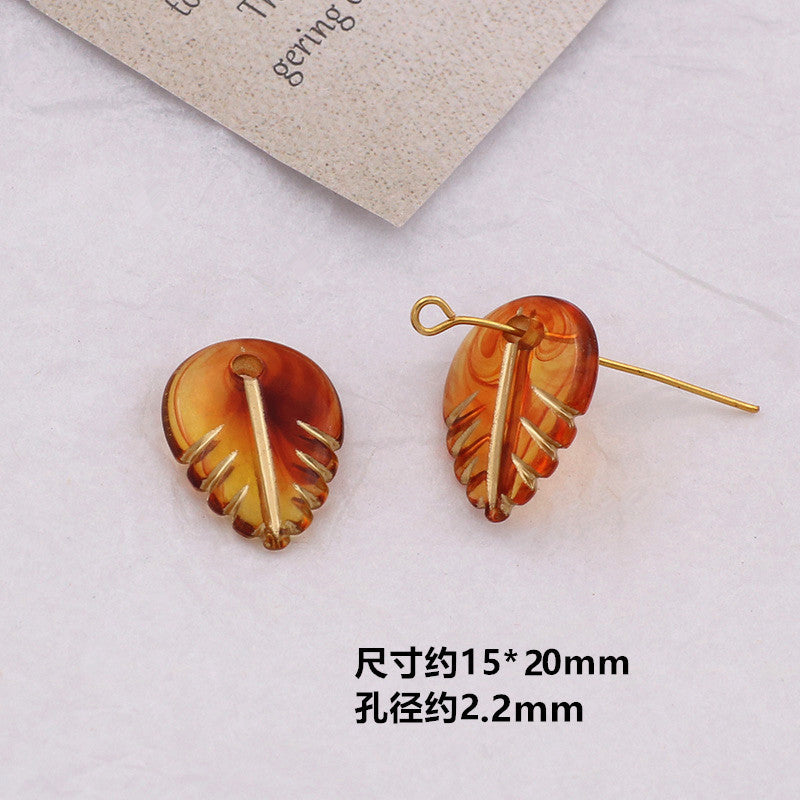 Vintage Amber Transparent Gilded Plum Blossom Acrylic Beads 10pcs 9