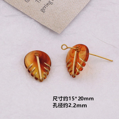 Vintage Amber Transparent Gilded Plum Blossom Acrylic Beads 10pcs 9