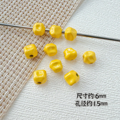 Heart Stone Metal Beads 6mm 9mm Glossy Painted Pastel Colors 50pcs 21