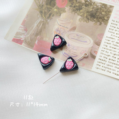 Silicone Focal Beads Sassy Barbie Style Baking Painted Alloy Black Pink 12