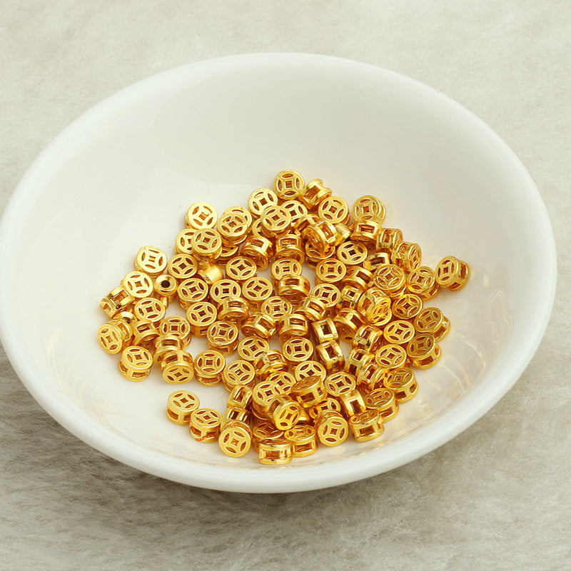 Brass Hollow Ancient Coin Metal Beads 4mm Decorative 30pcs 2