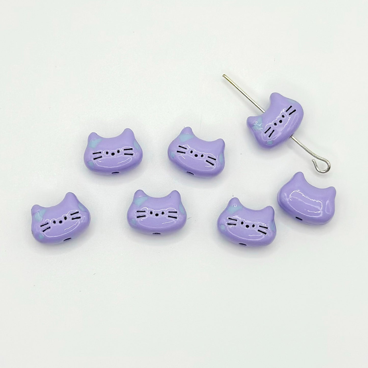 Kitten Metal Beads 12mm Baking Painted Colorful 10pcs 9