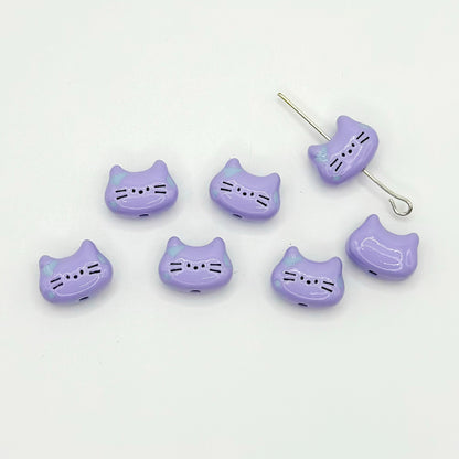 Kitten Metal Beads 12mm Baking Painted Colorful 10pcs 9