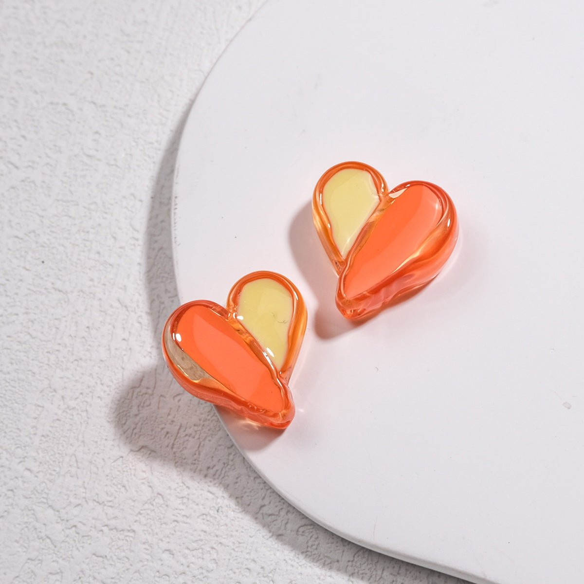 Clear Two-Tone Heart Acrylic Beads 18mm Glossy Enamel Finish 20pcs 8