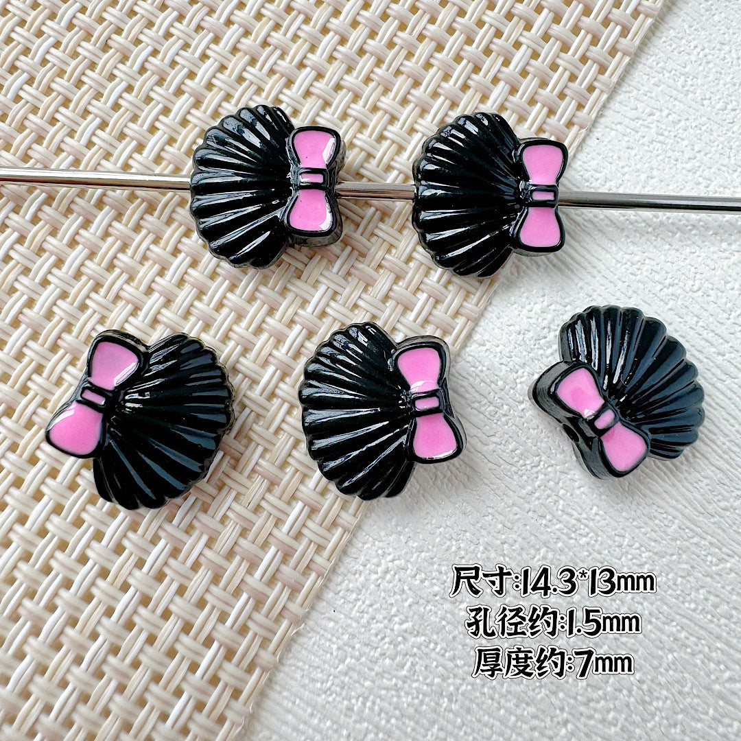 Shell and Mermaid Tail Metal Beads 14mm Glossy Pastel Painted Alloy 10pcs 14