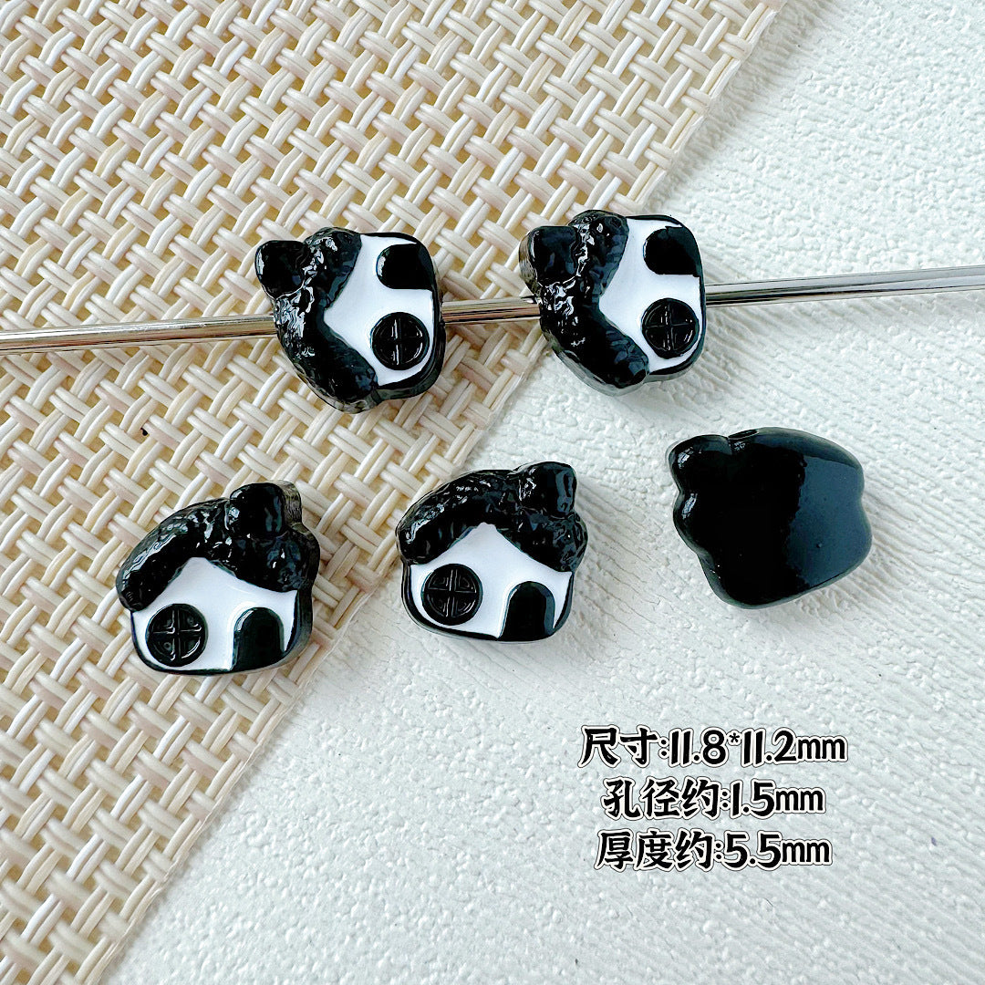 Baking Painted House and Camera Metal Beads 11mm 15mm Pastel Colors 20pcs 14