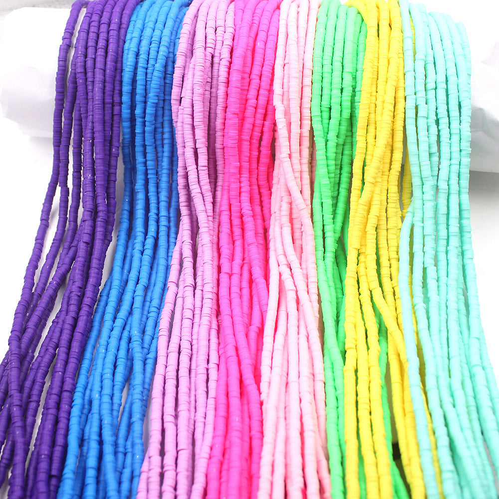 Flat Clay Beads 4mm Solid Color Polymer Disc 10strands 2