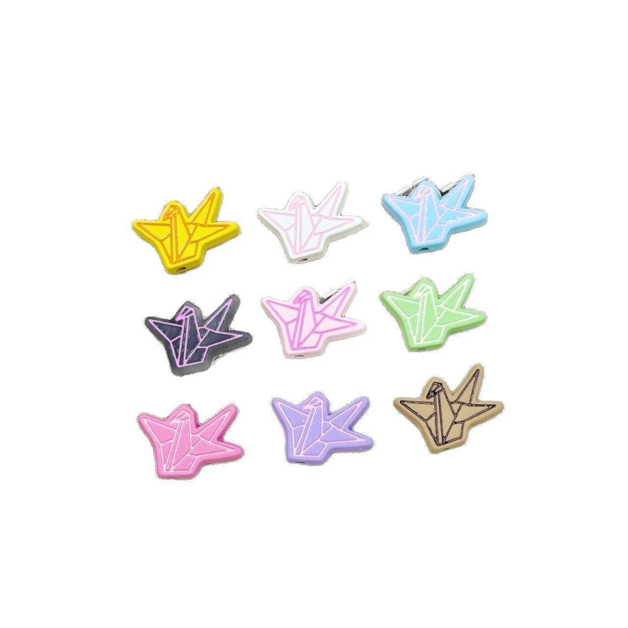 Folded Paper Crane Metal Beads 20mm Spray Painted Colorful Alloy 3