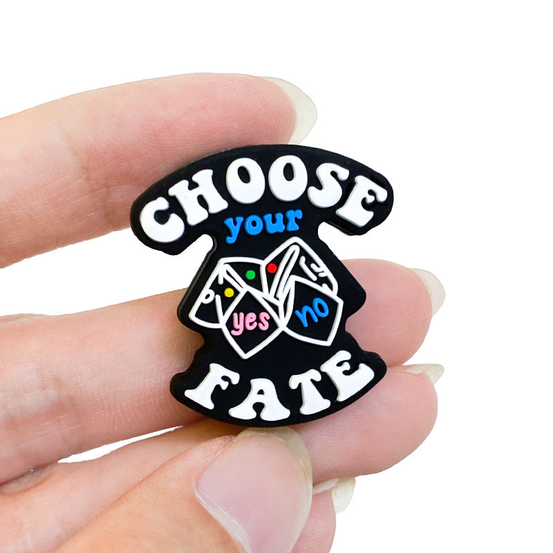Silicone Focal Beads English Fortune Cards Choose Your Fate 20pcs 5