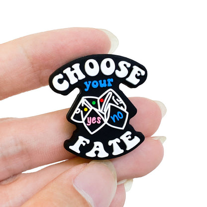 Silicone Focal Beads English Fortune Cards Choose Your Fate 20pcs 5